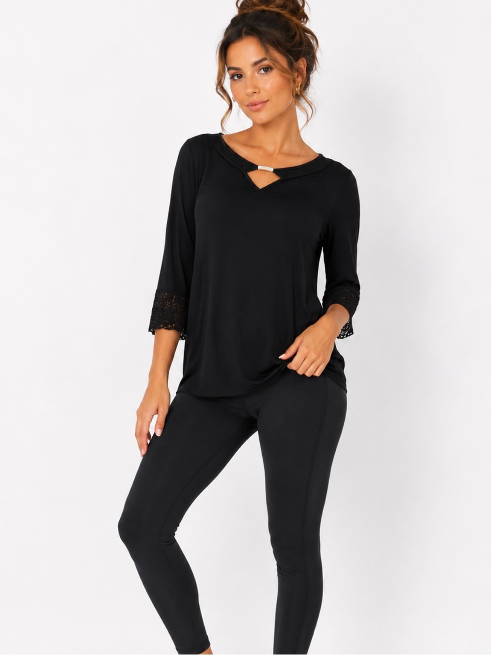 Belah and Codey Black Lace Bell Sleeve Blouse
